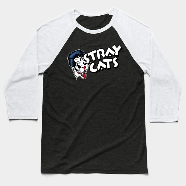 blue hair happy face cat band Baseball T-Shirt by Mckenna Paucek